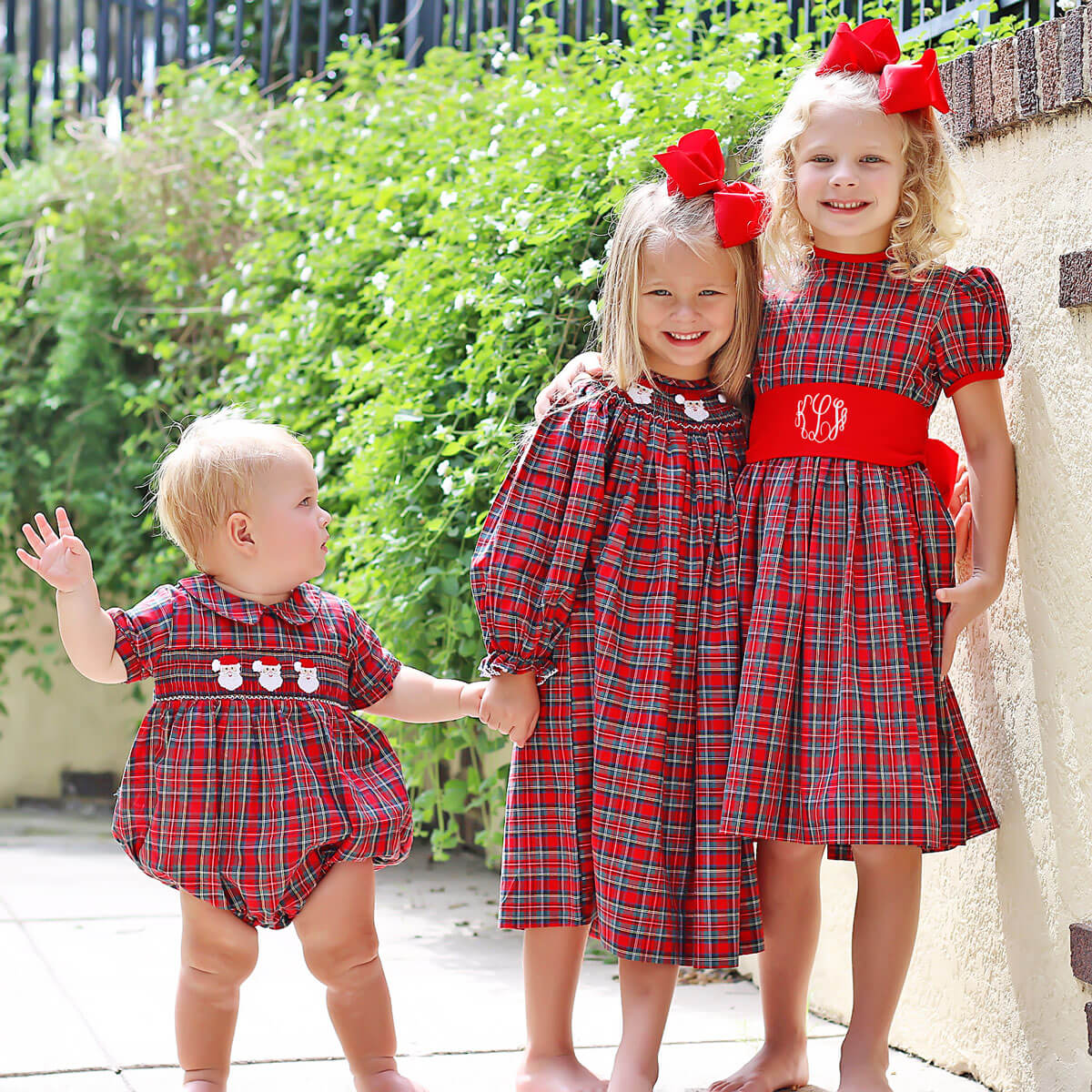 Smocked Santa Red Plaid Dress - Image 6