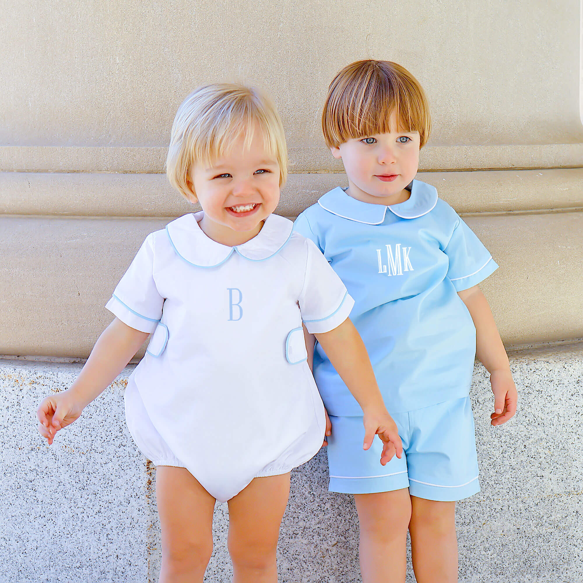 Solid Light Blue Collared Short Set - Image 3