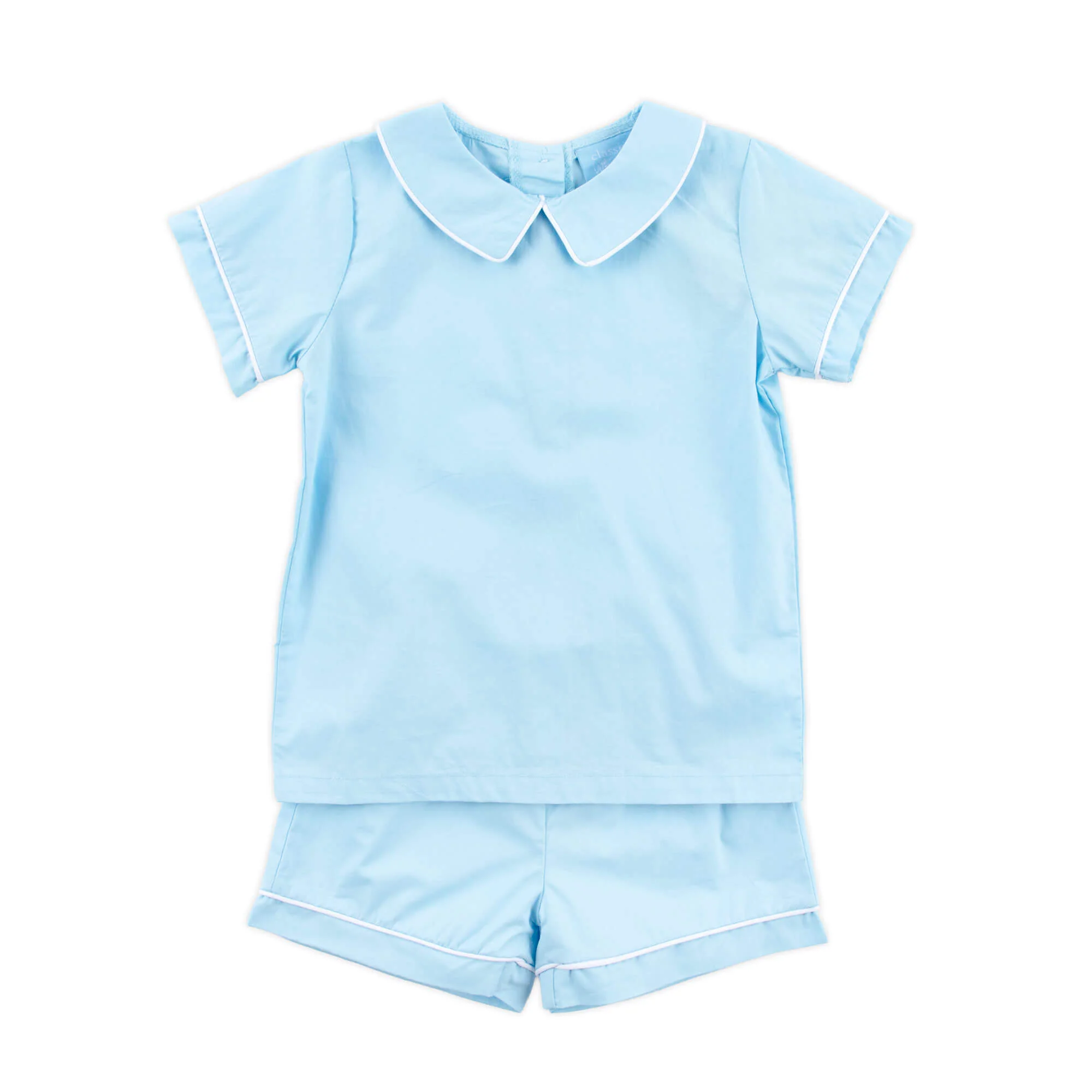 Solid Light Blue Collared Short Set - Image 4