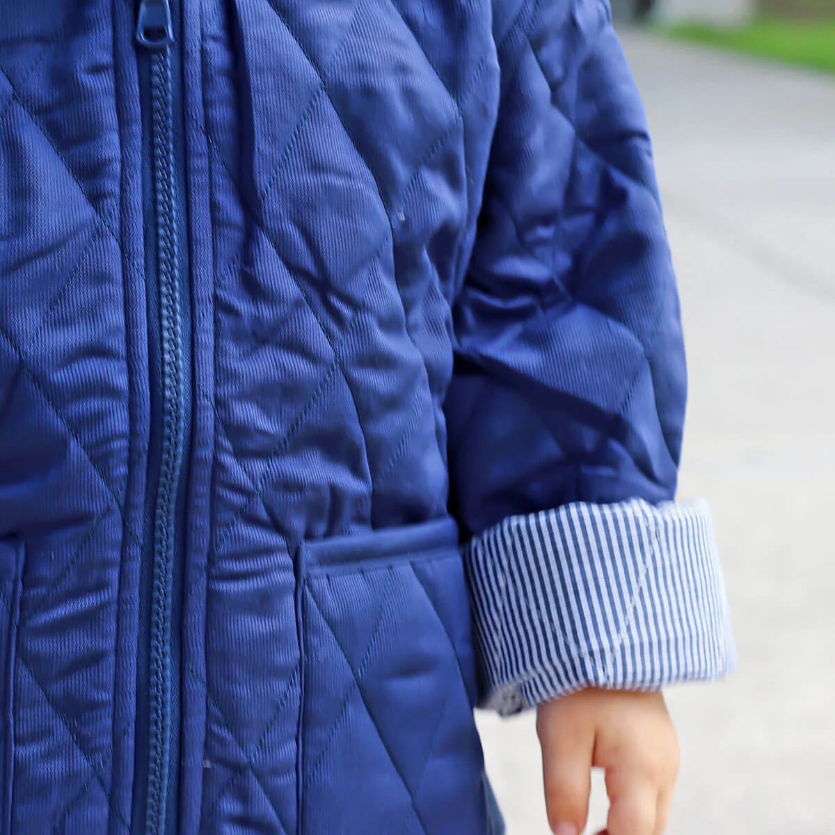 Navy Quilted Coat - Image 2