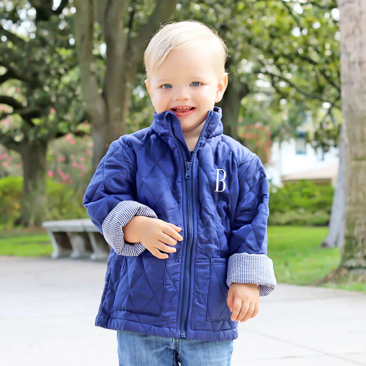 Navy Quilted Coat - Image 9