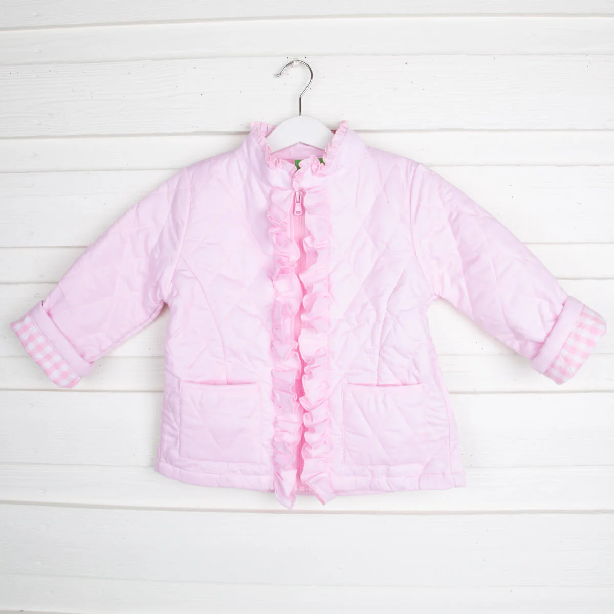 Pink Quilted Ruffle Coat - Image 11