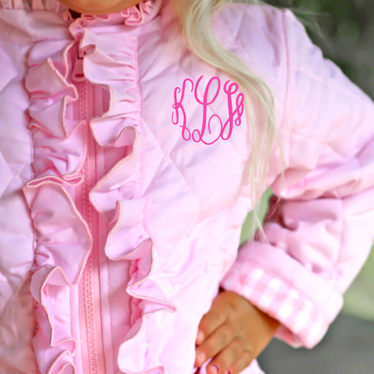 Pink Quilted Ruffle Coat - Image 2