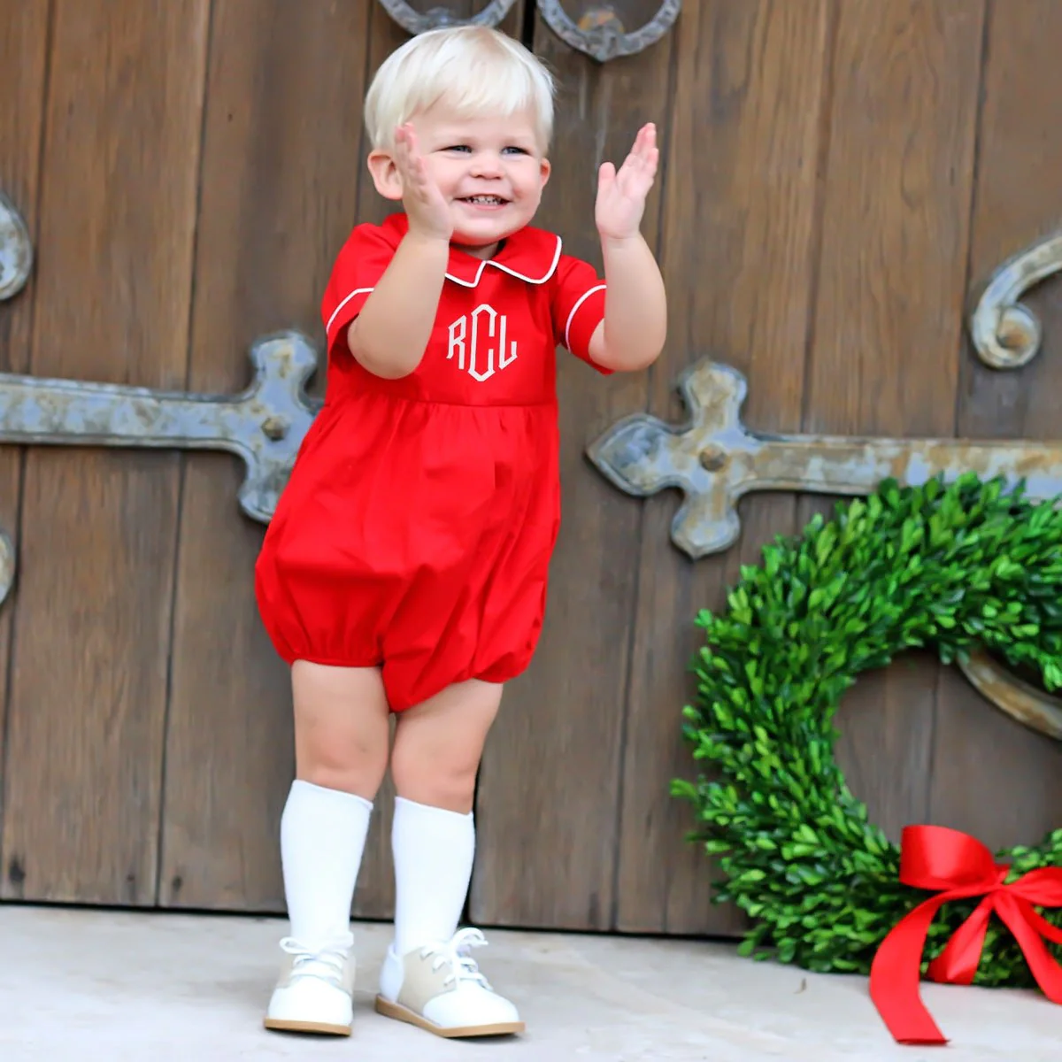 Solid Red Collared Boy Bubble - Image 3