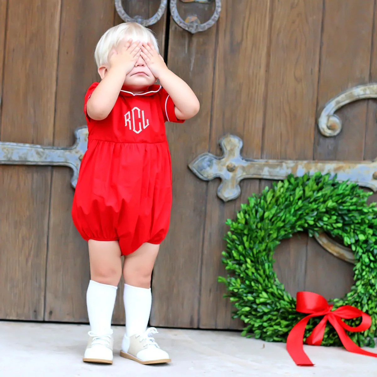 Solid Red Collared Boy Bubble - Image 5