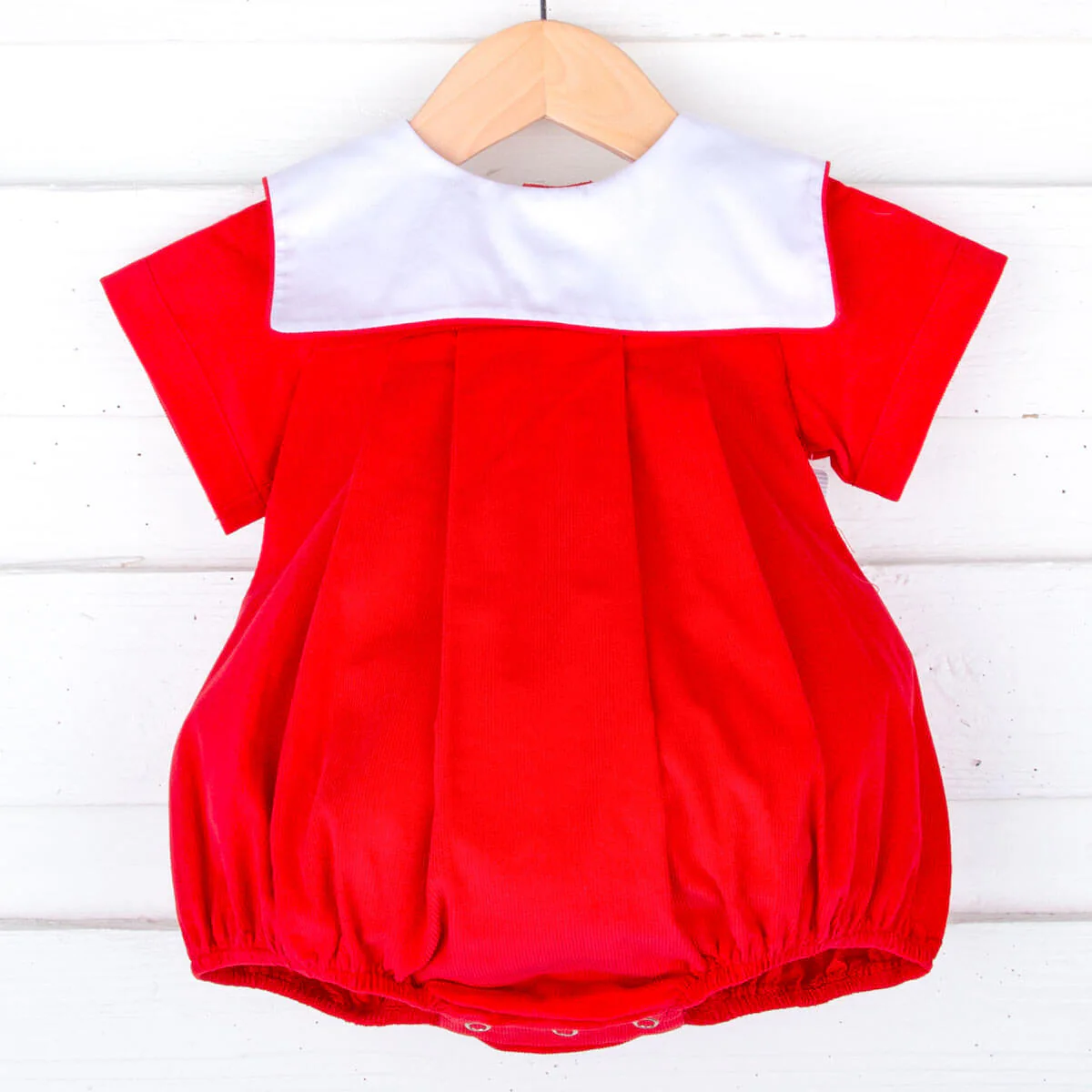 Solid Red Corduroy Bib Bubble - Image 2