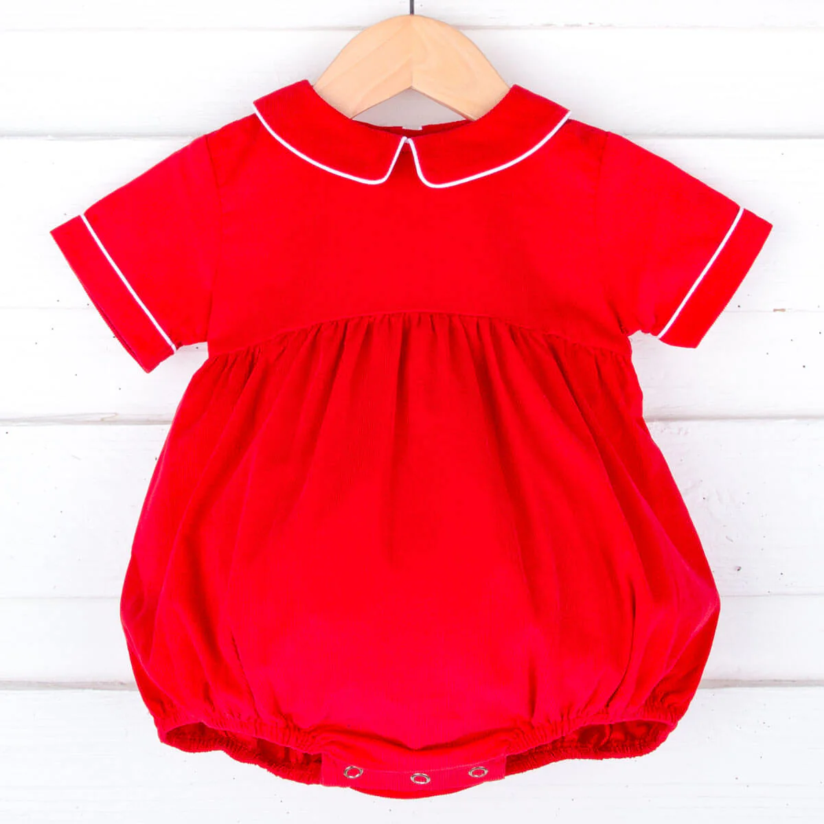 Solid Red Corduroy Collared Bubble - Image 2