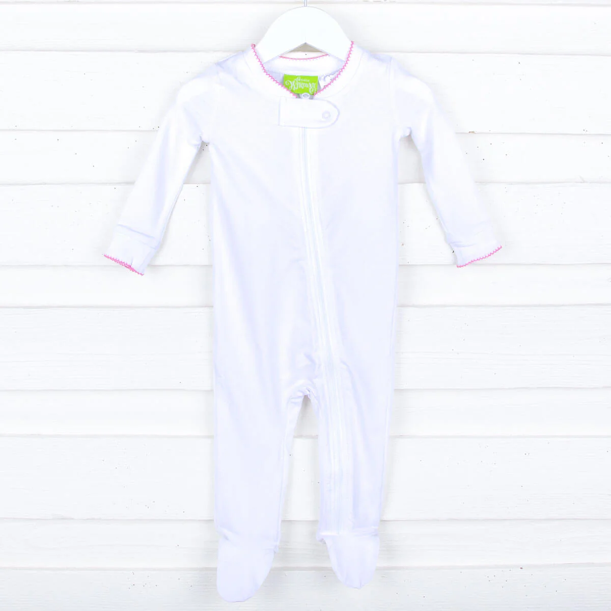 Solid White Color Trim Zip Sleeper - Image 2