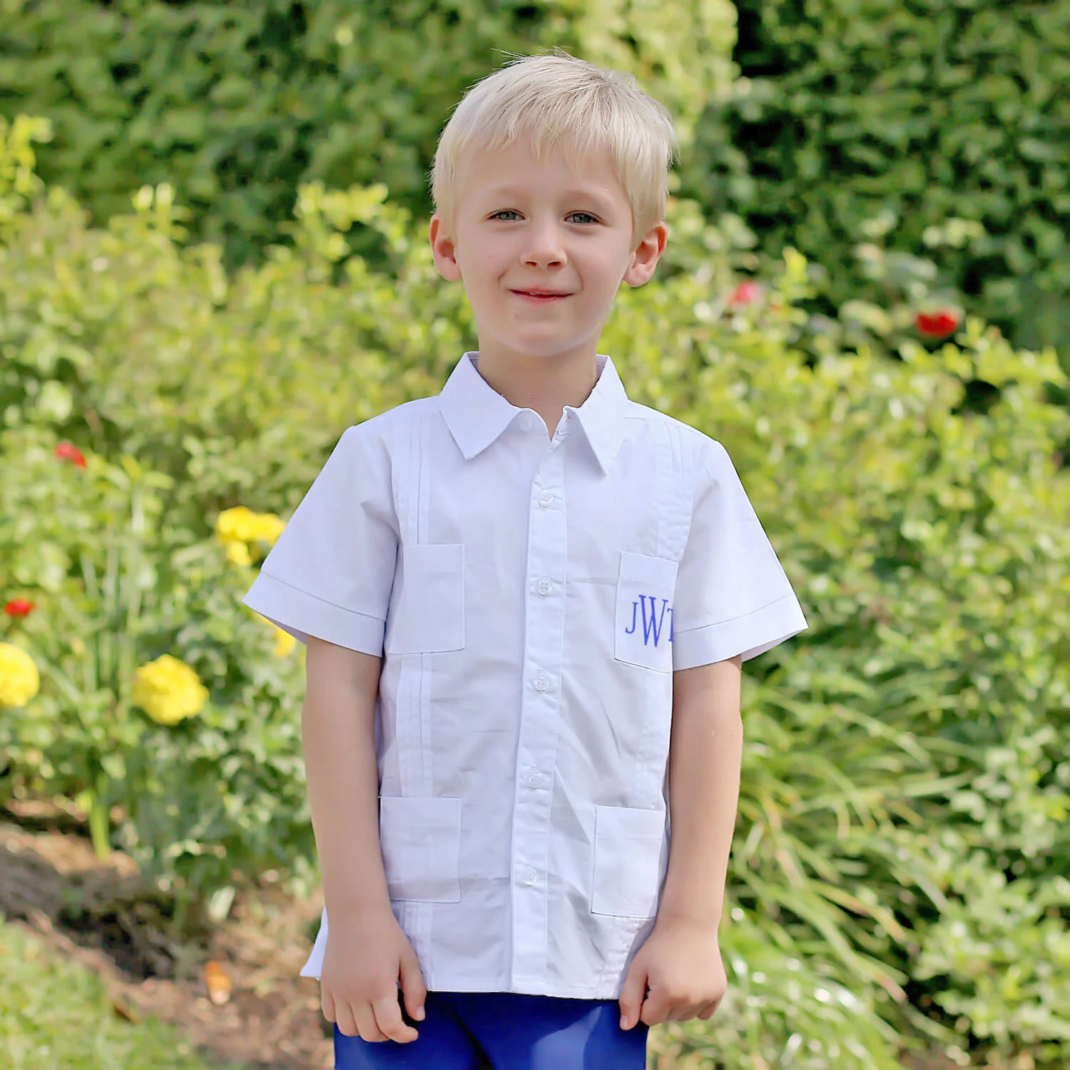Solid White Guayabera Shirt - Image 7