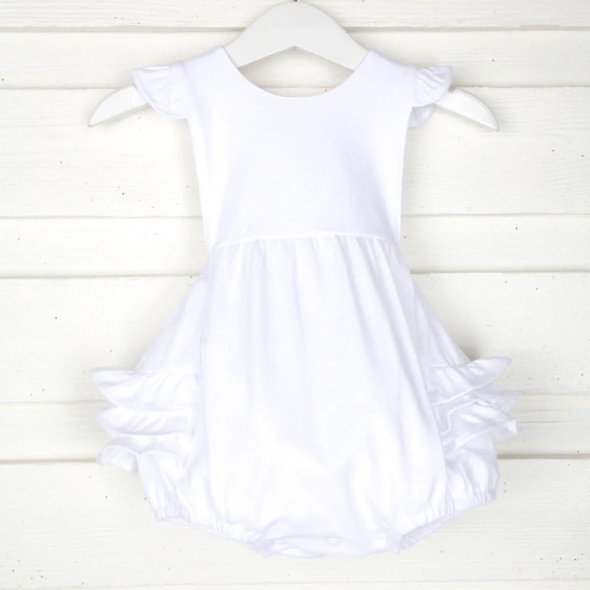 Solid White Knit Ruffle Bubble - Image 2