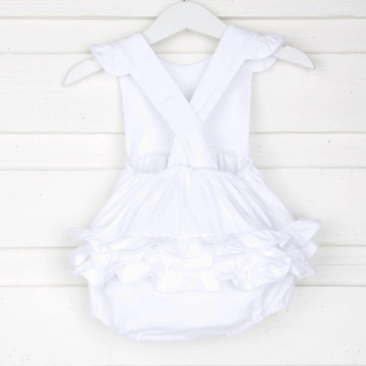 Solid White Knit Ruffle Bubble - Image 4