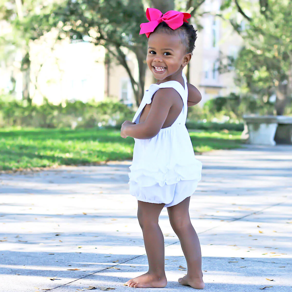 Solid White Knit Ruffle Bubble - Image 5