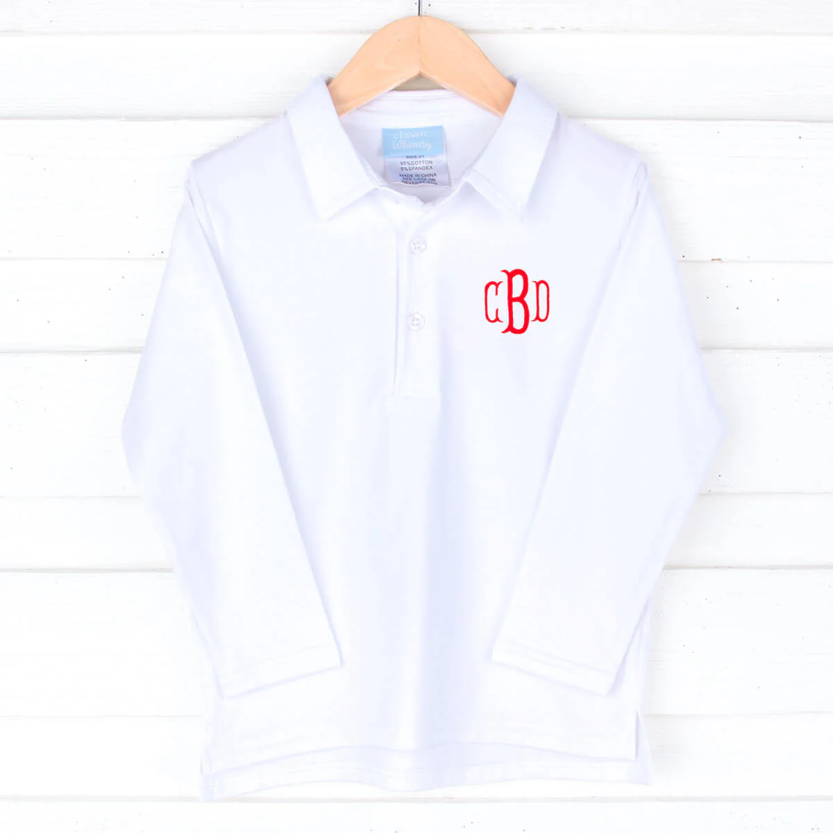 White Long Sleeve Polo Shirt - Image 3