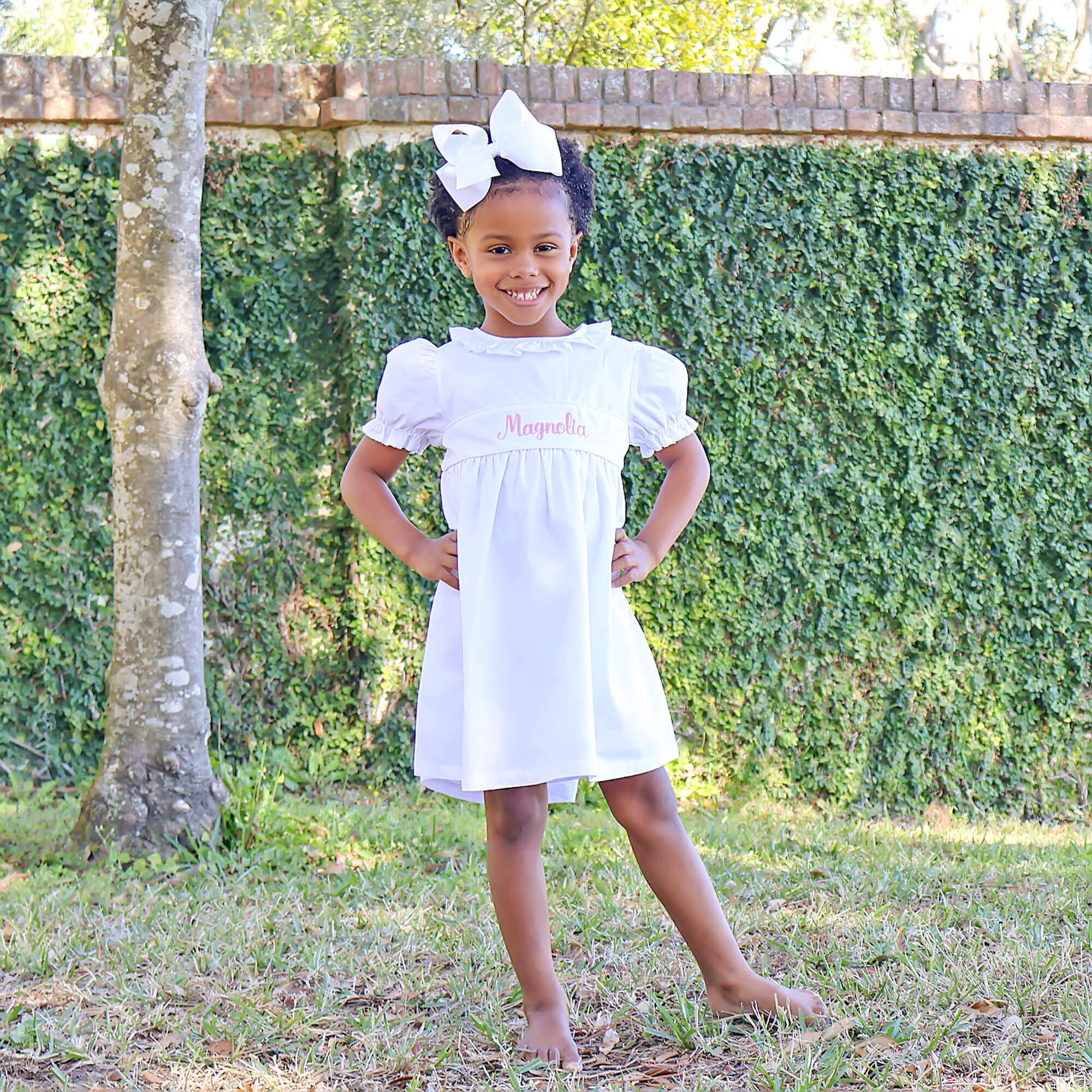 Solid White Ruffle Collared Dress - Image 3