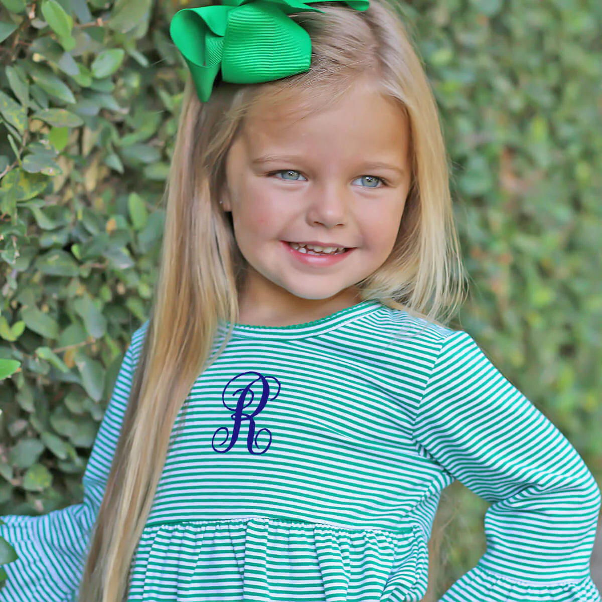 Green Stripe Sophia Dress - Image 2
