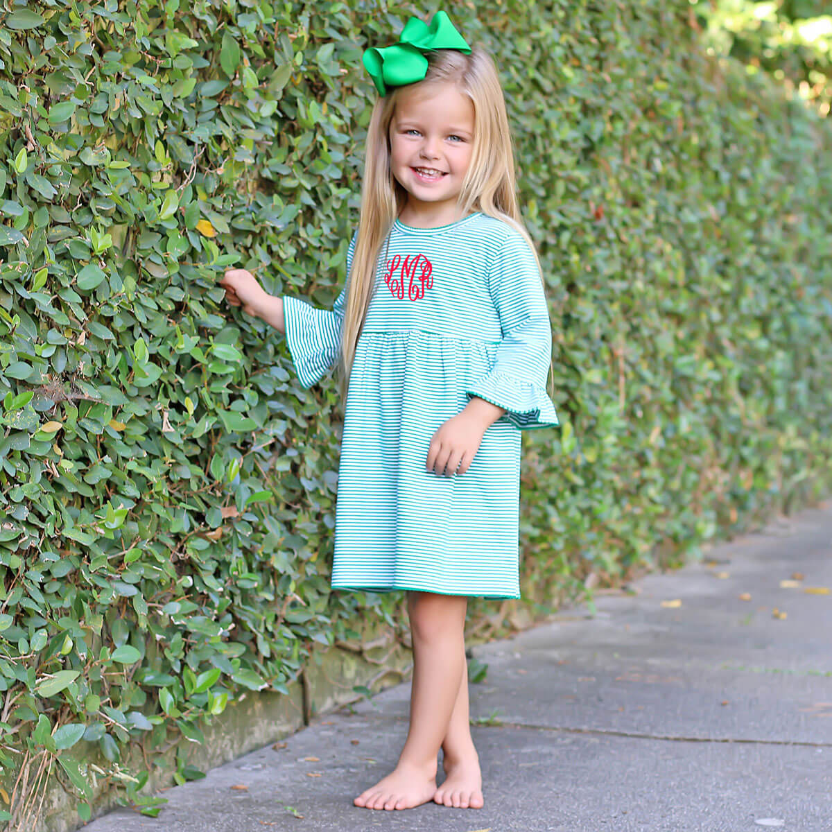 Green Stripe Sophia Dress - Image 4