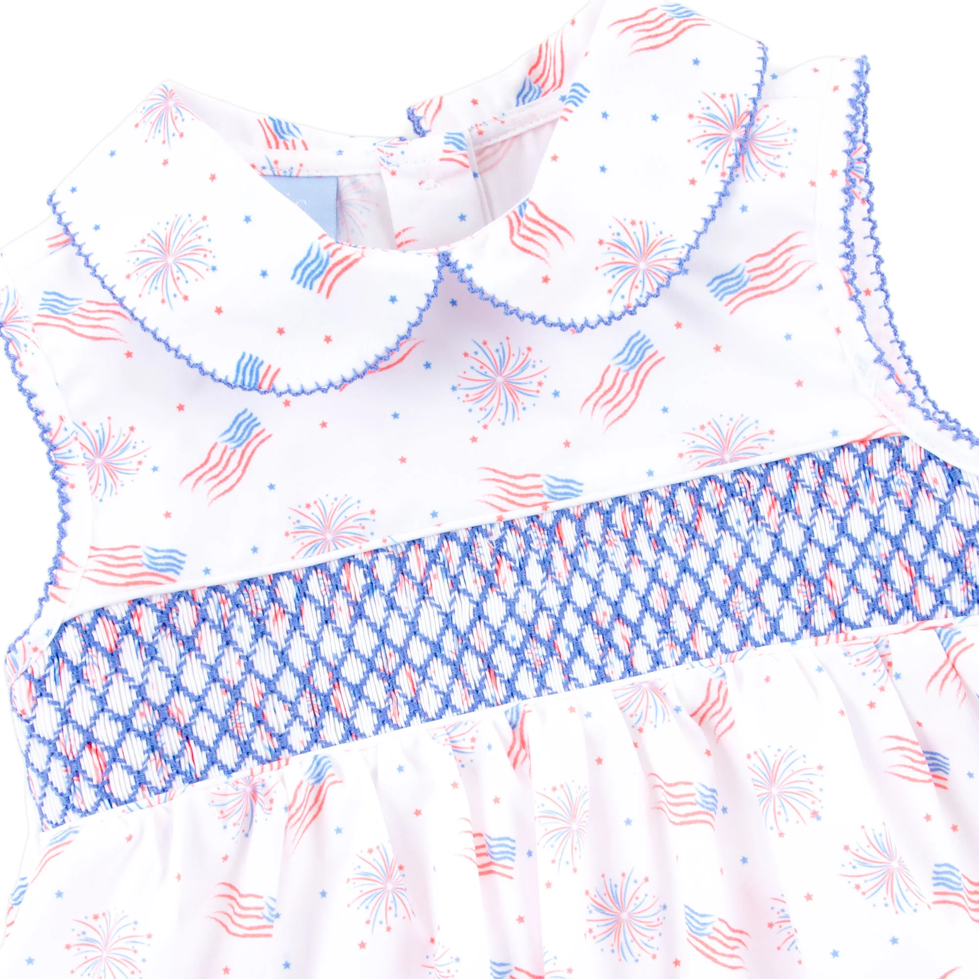 Sparkling 4th Of July Smocked Collared Dress - Image 2