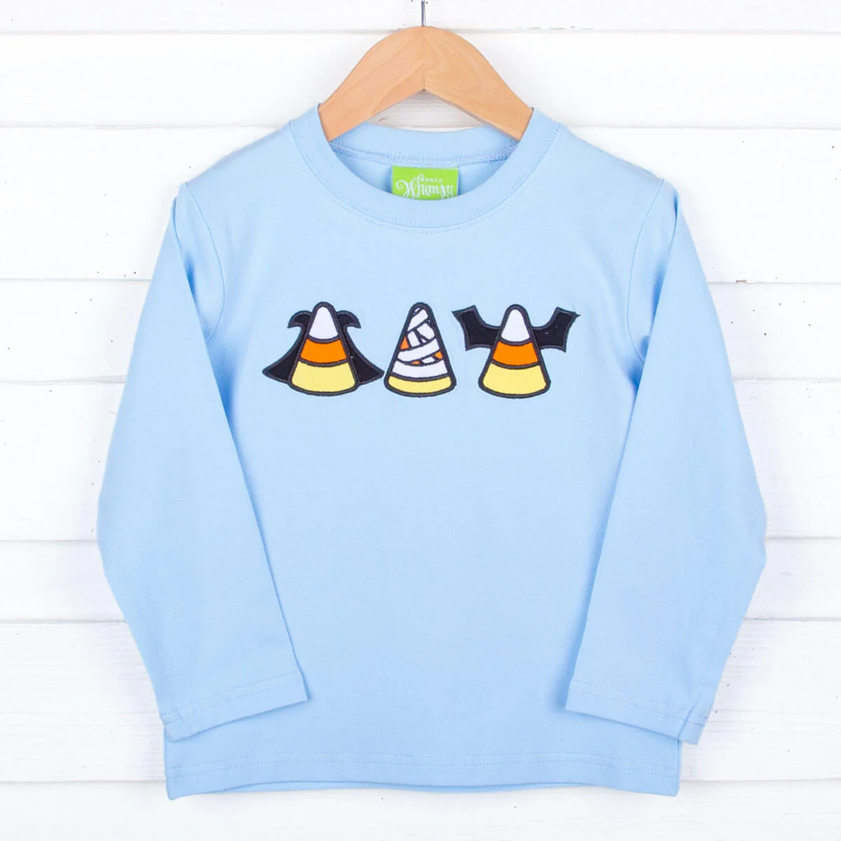 Spooky Candy Corn Light Blue Long Sleeve Shirt - Image 2