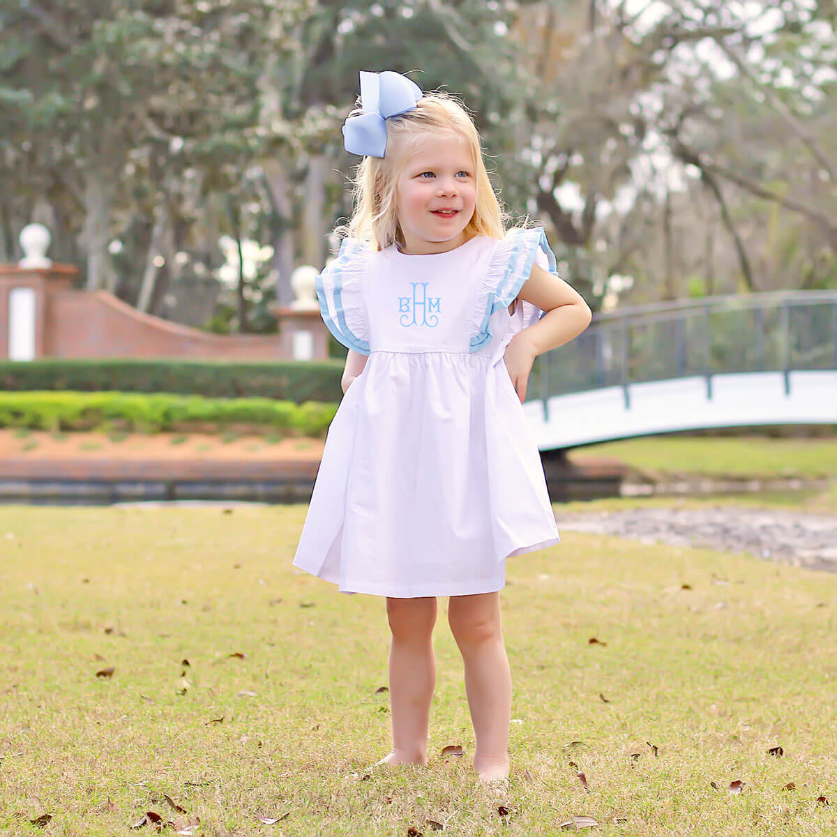 White & Light Blue Alice Dress - Image 3