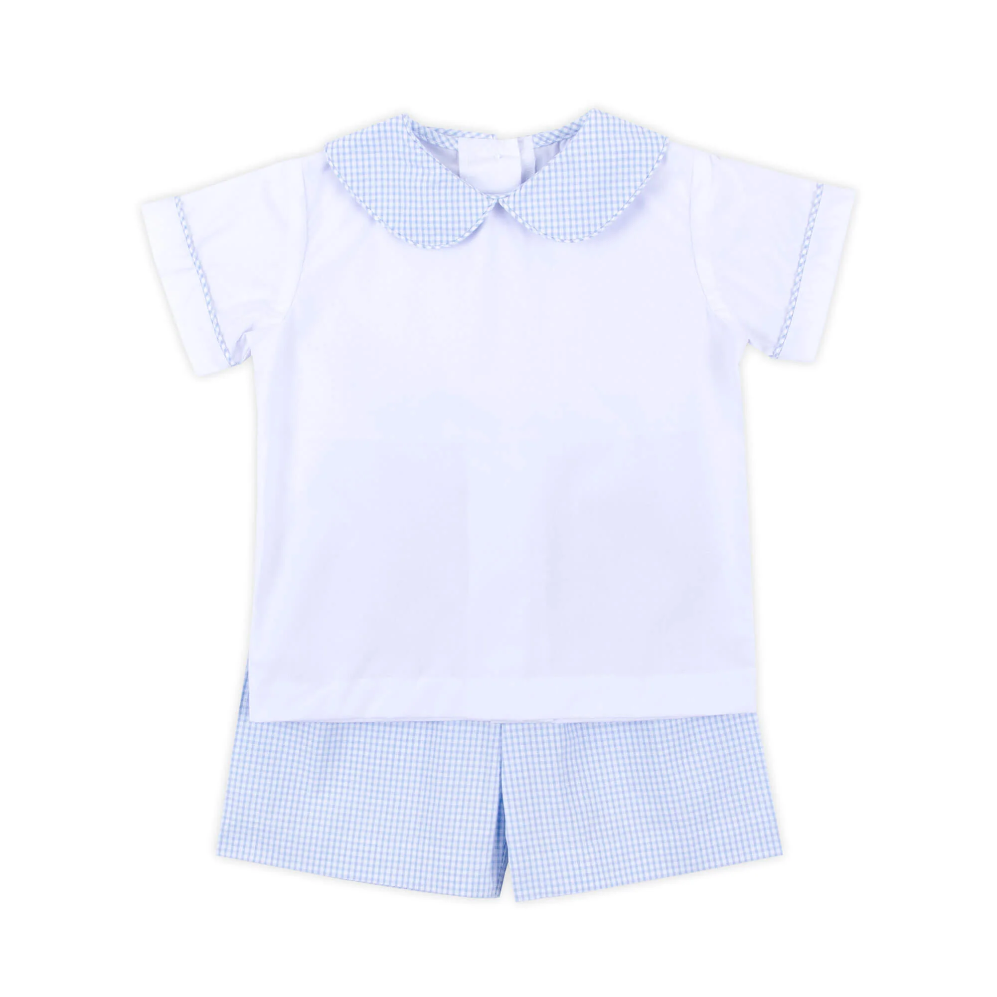 Spring In Blue Seersucker Collared Short Set - Image 2