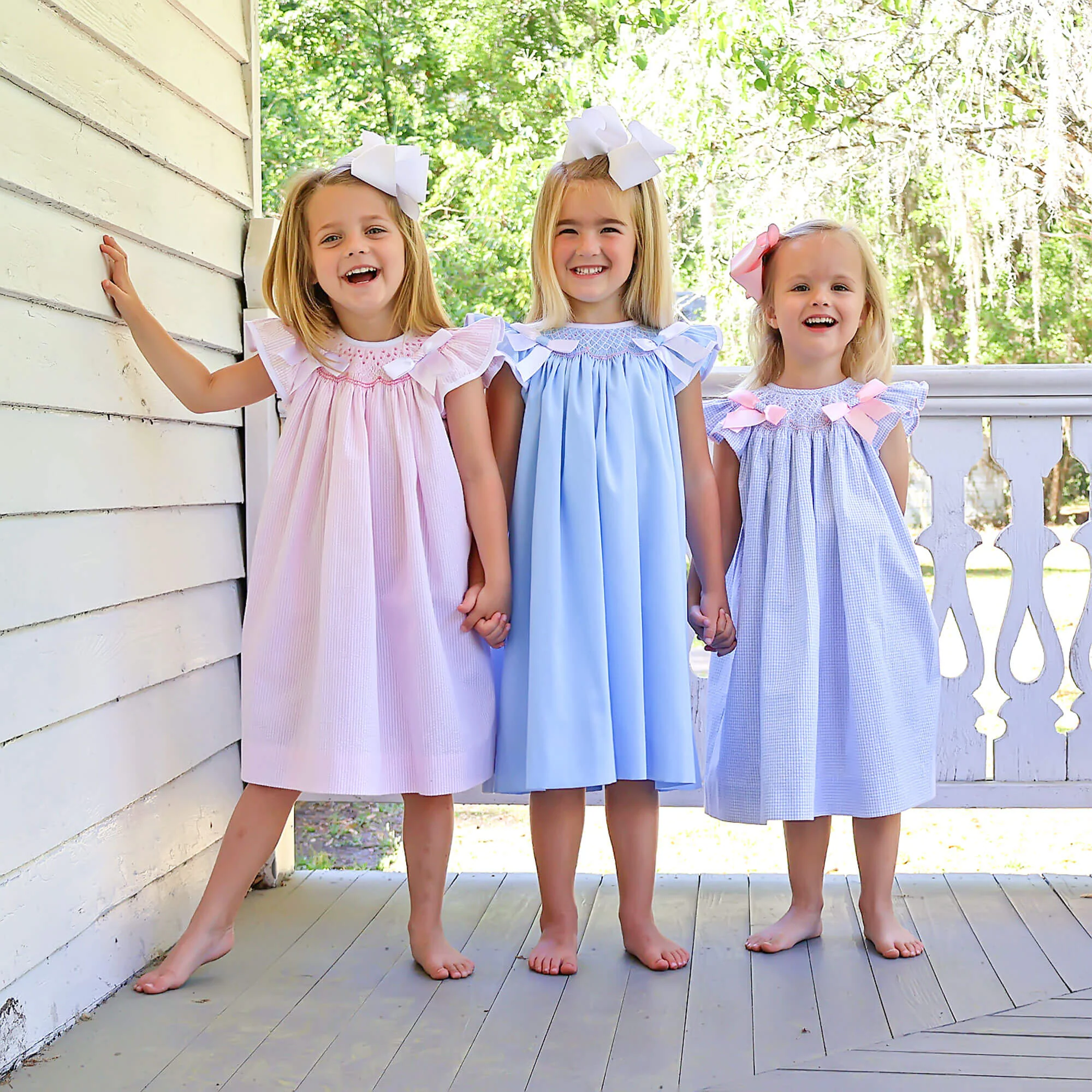 Spring In Blue Seersucker Smocked Bow Dress - Image 6
