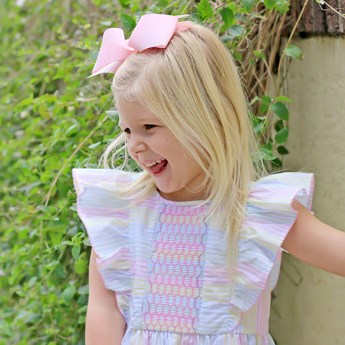 Spring Love Stripe Smocked Rachel Dress - Image 3
