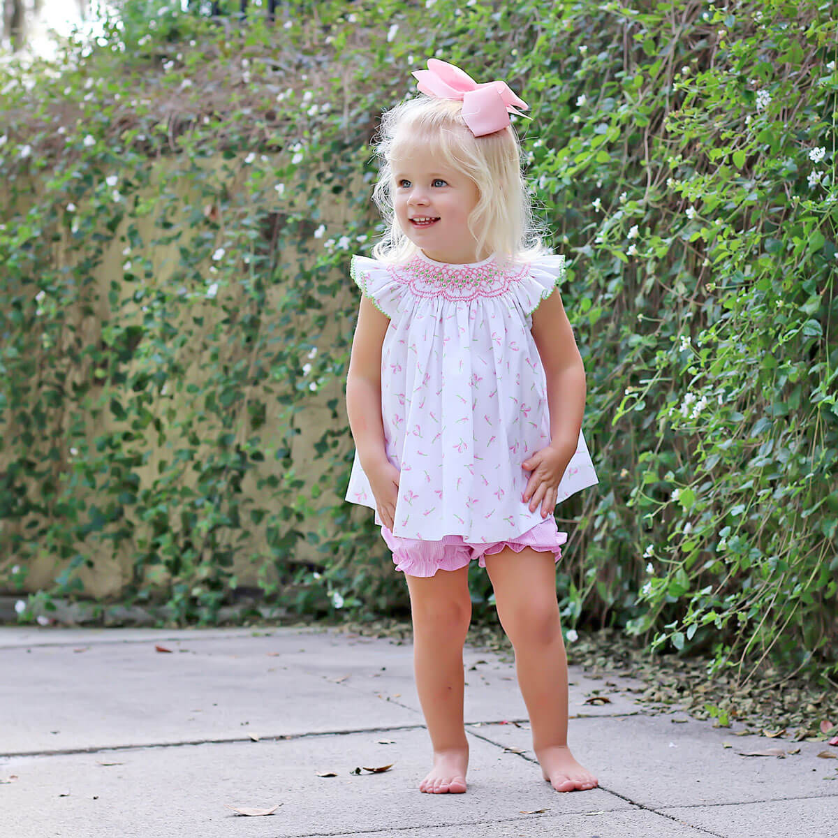 Spring Tulips Smocked Bloomer Set - Image 5