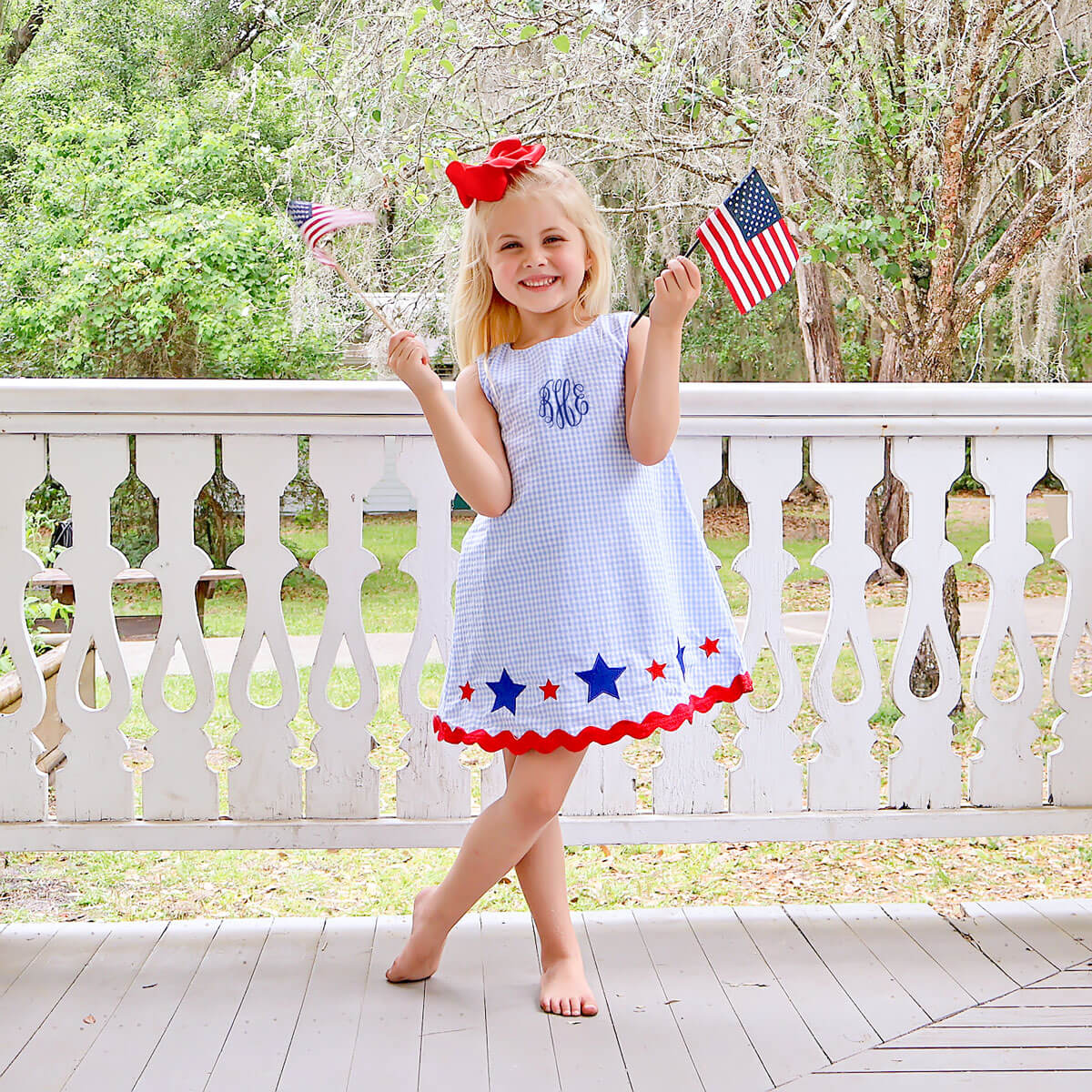 Star Spangled Light Blue Gingham Eleanor Dress - Image 10