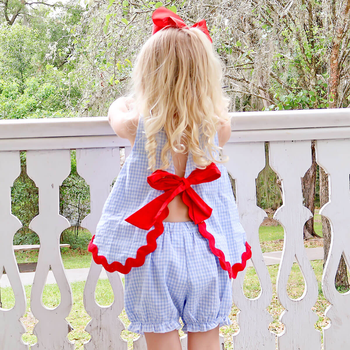 Star Spangled Light Blue Gingham Sadie Bloomer Set - Image 2