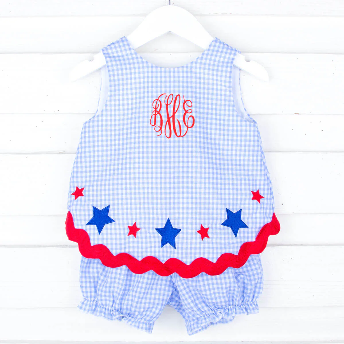 Star Spangled Light Blue Gingham Sadie Bloomer Set - Image 3