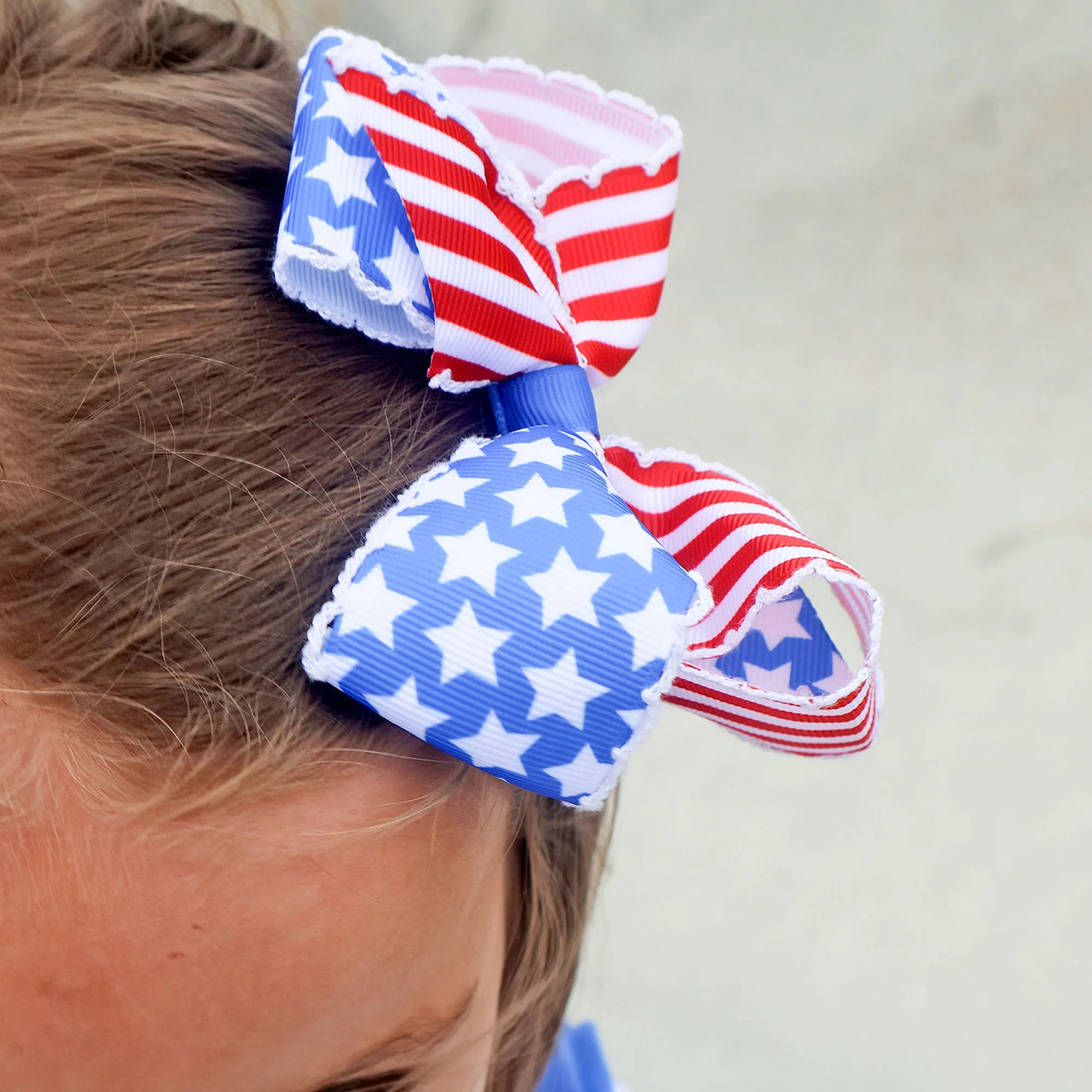 Stars & Stripes Moonstitch Hair Bow - Image 2