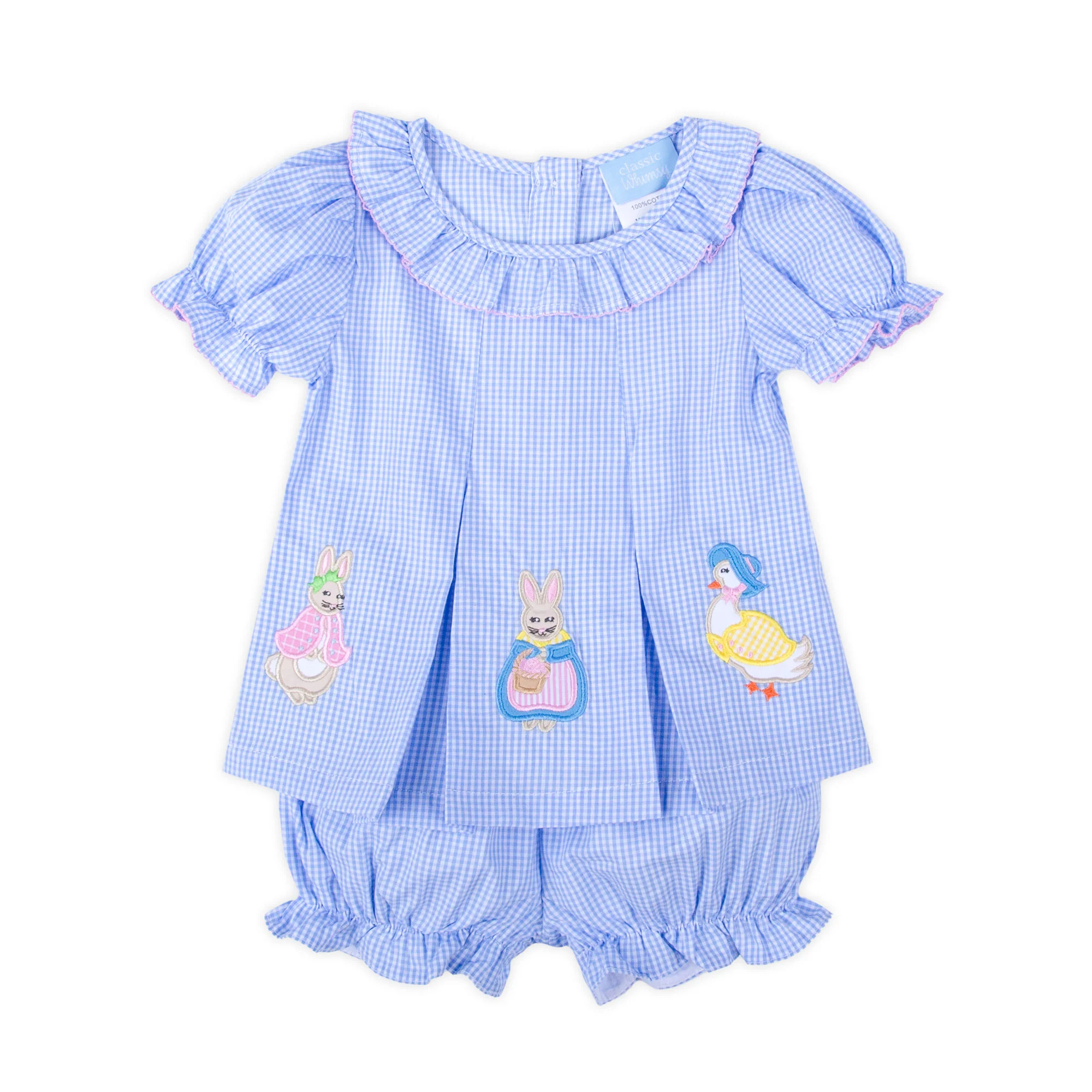 Storybook Rabbit Blue Gingham Chloe Bloomer Set - Image 2