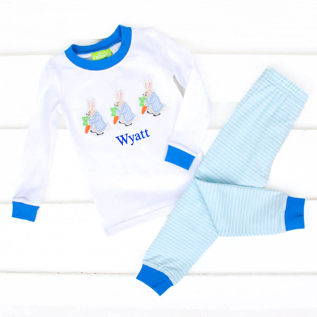 Storybook Rabbit Blue Stripe Pajamas - Image 2