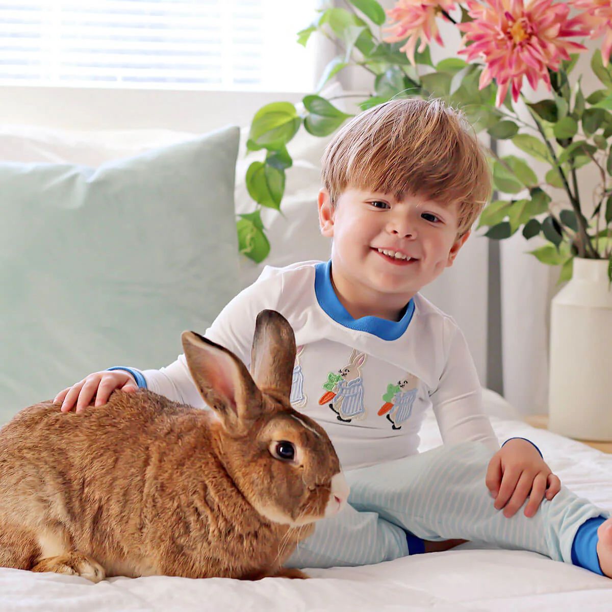 Storybook Rabbit Blue Stripe Pajamas - Image 3