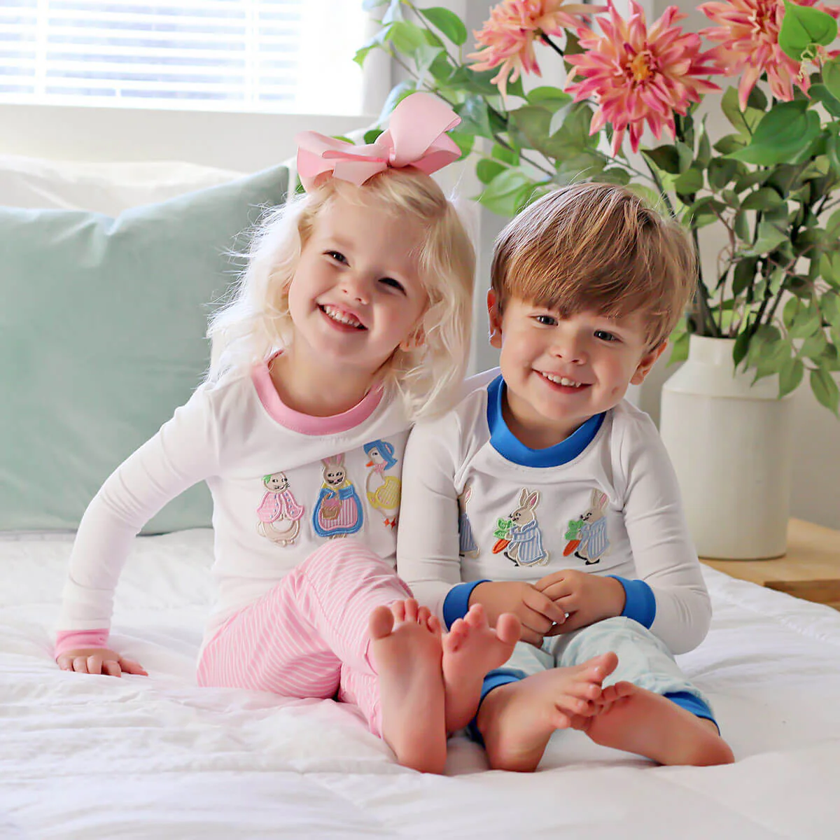 Storybook Rabbit Blue Stripe Pajamas - Image 4