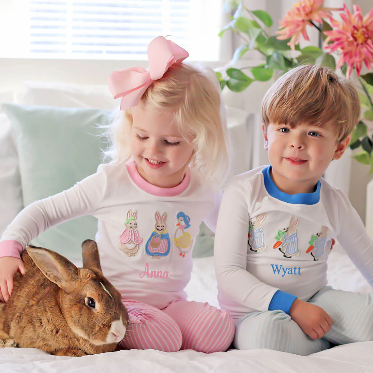 Storybook Rabbit Blue Stripe Pajamas - Image 5