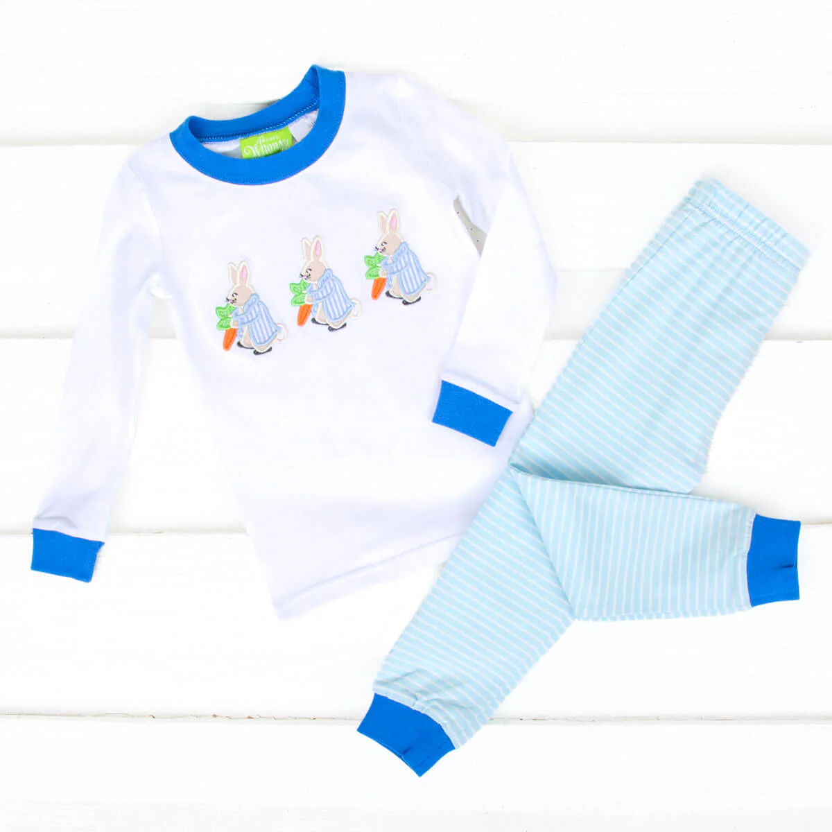 Storybook Rabbit Blue Stripe Pajamas - Image 6