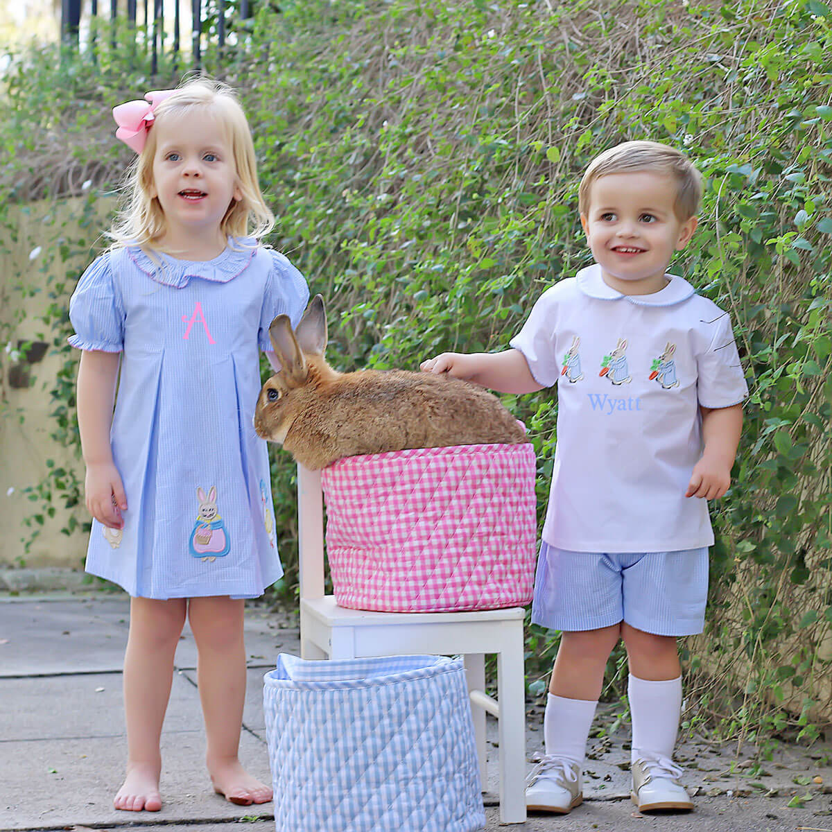 Storybook Rabbit Blue Gingham Chloe Dress - Image 4