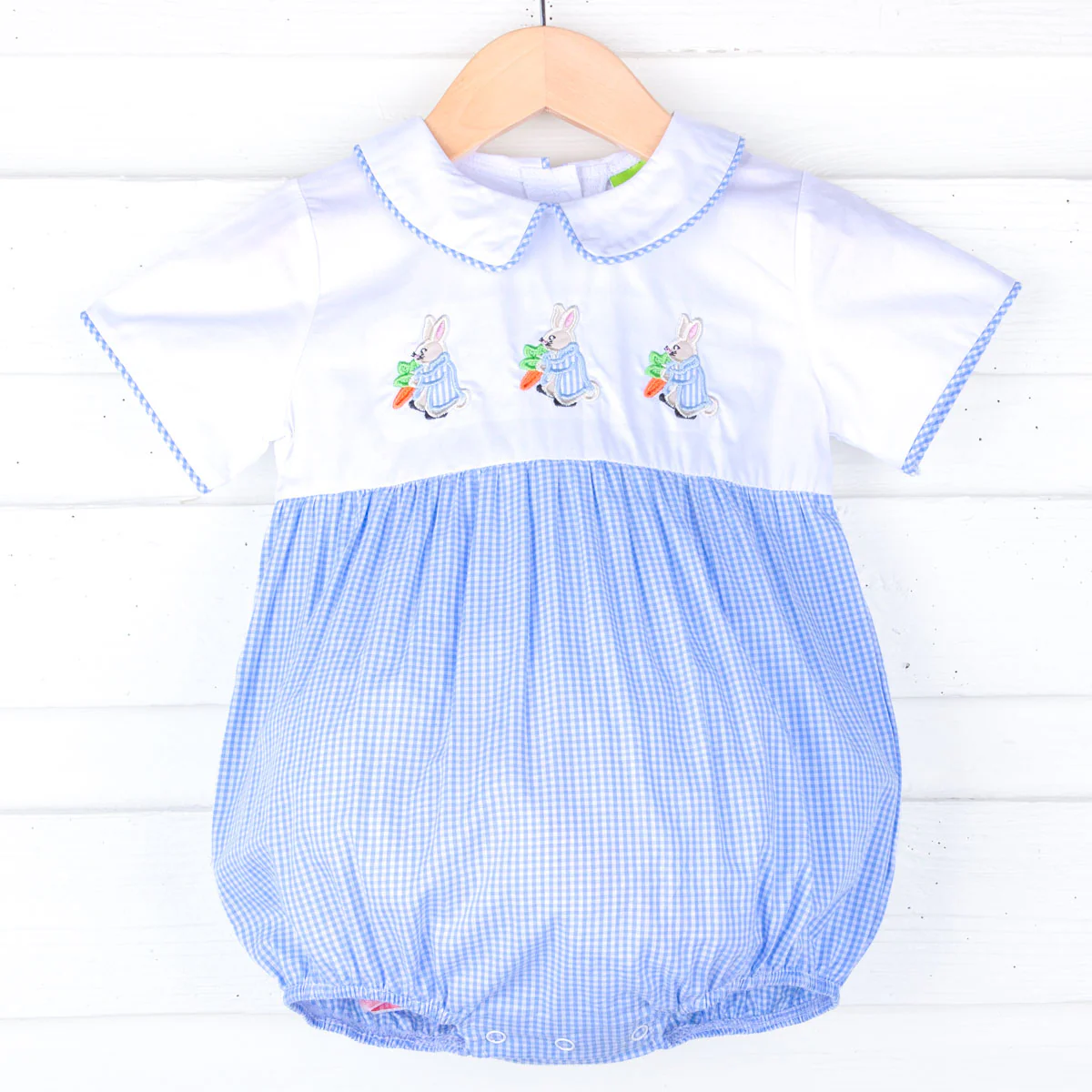 Storybook Rabbit Blue Gingham Collared Bubble - Image 2