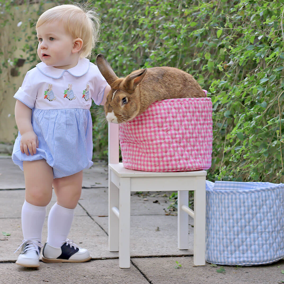 Storybook Rabbit Blue Gingham Collared Bubble - Image 7
