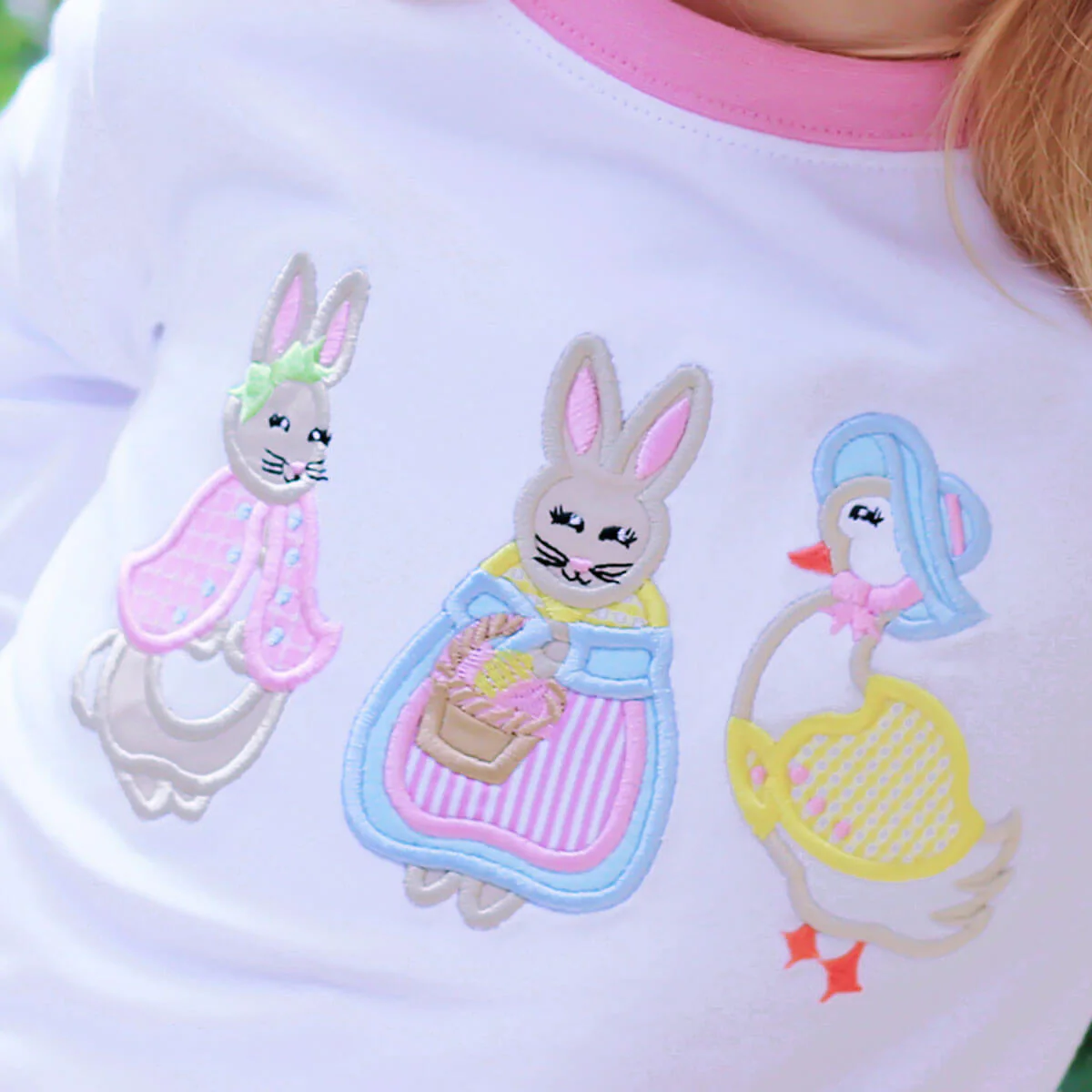 Storybook Rabbit Pink Stripe Pajamas - Image 2