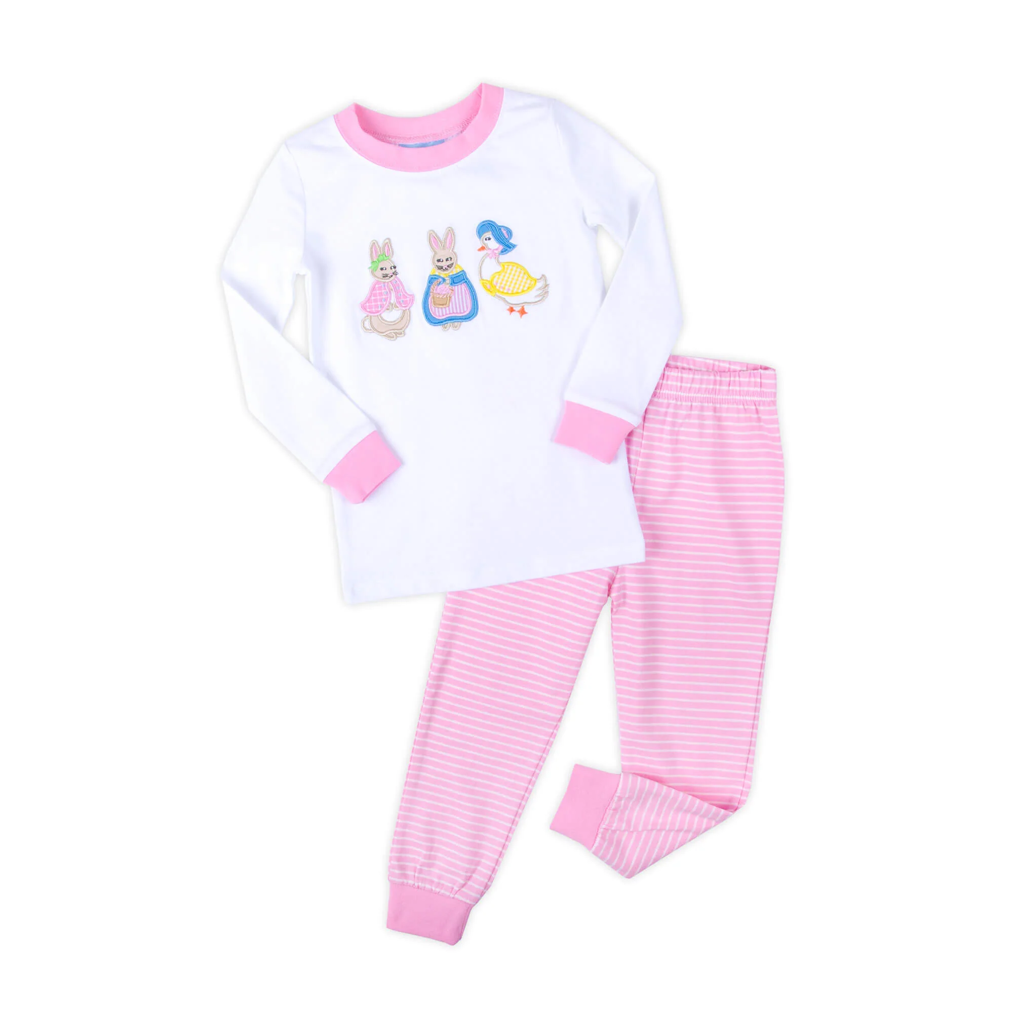 Storybook Rabbit Pink Stripe Pajamas - Image 6