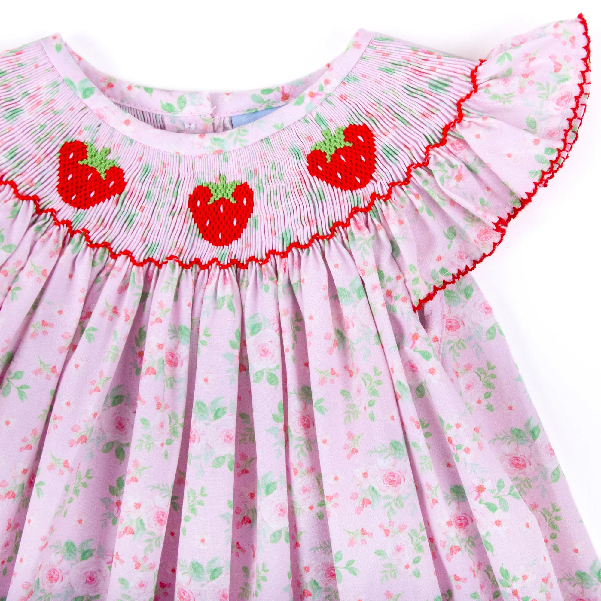 Strawberry Bloom Pink Smocked Angel Sleeve Dress - Image 2