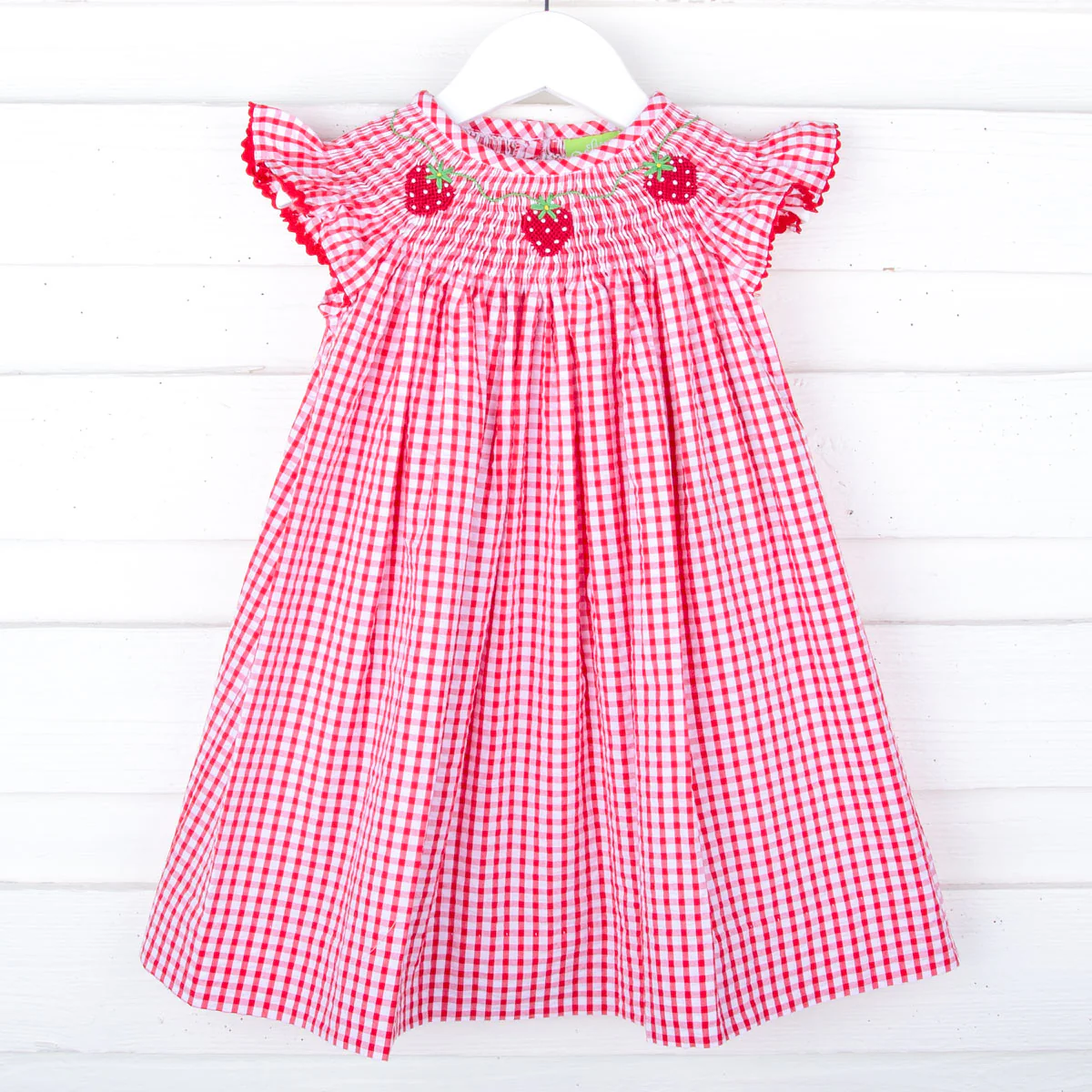 Strawberry Smocked Red Check Dress - Image 2