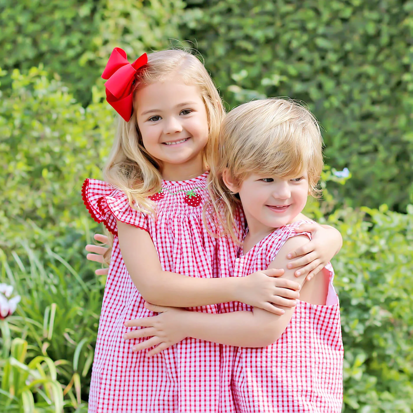Strawberry Smocked Red Check Dress - Image 4