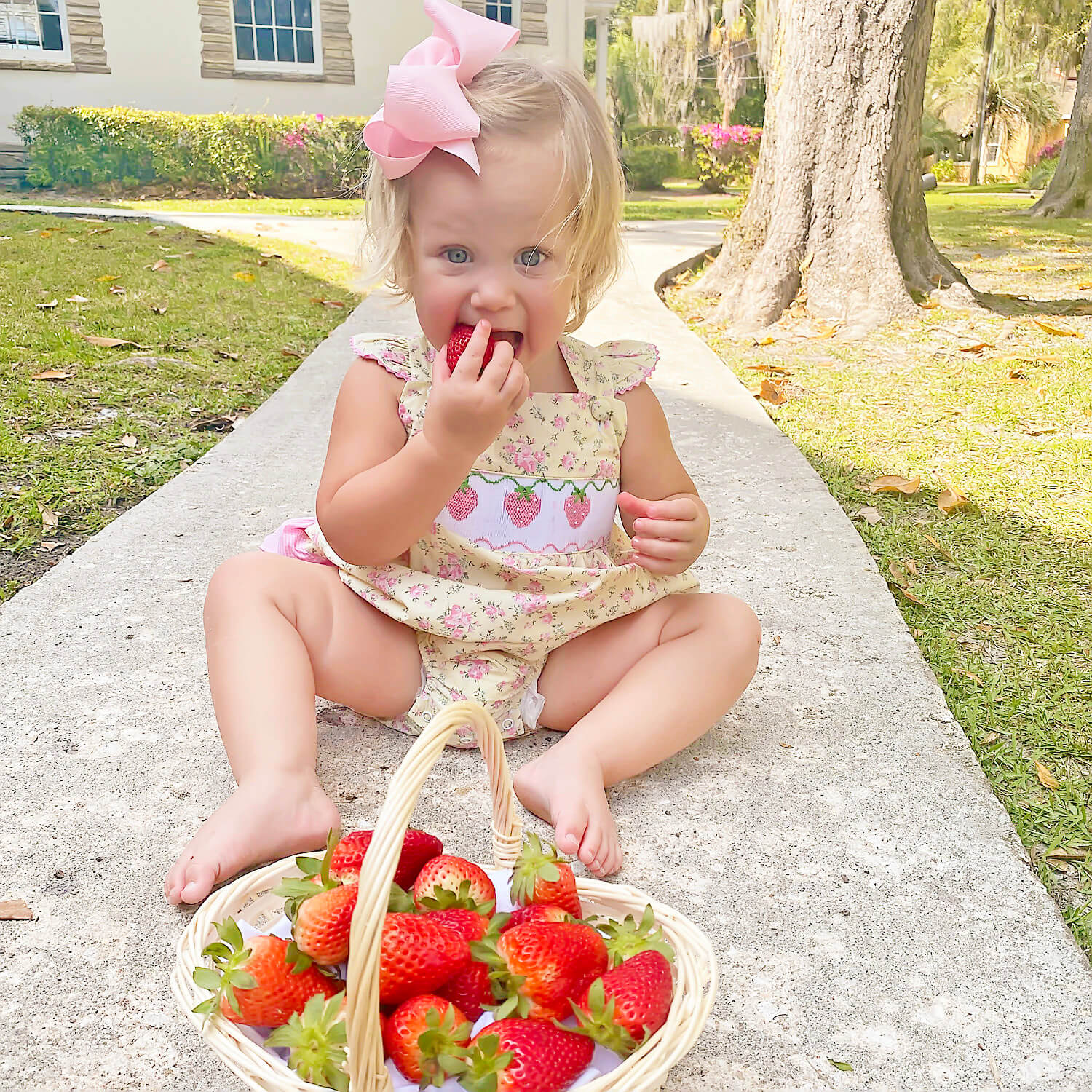 Strawberry Floral Smocked Leah Bubble - Image 3