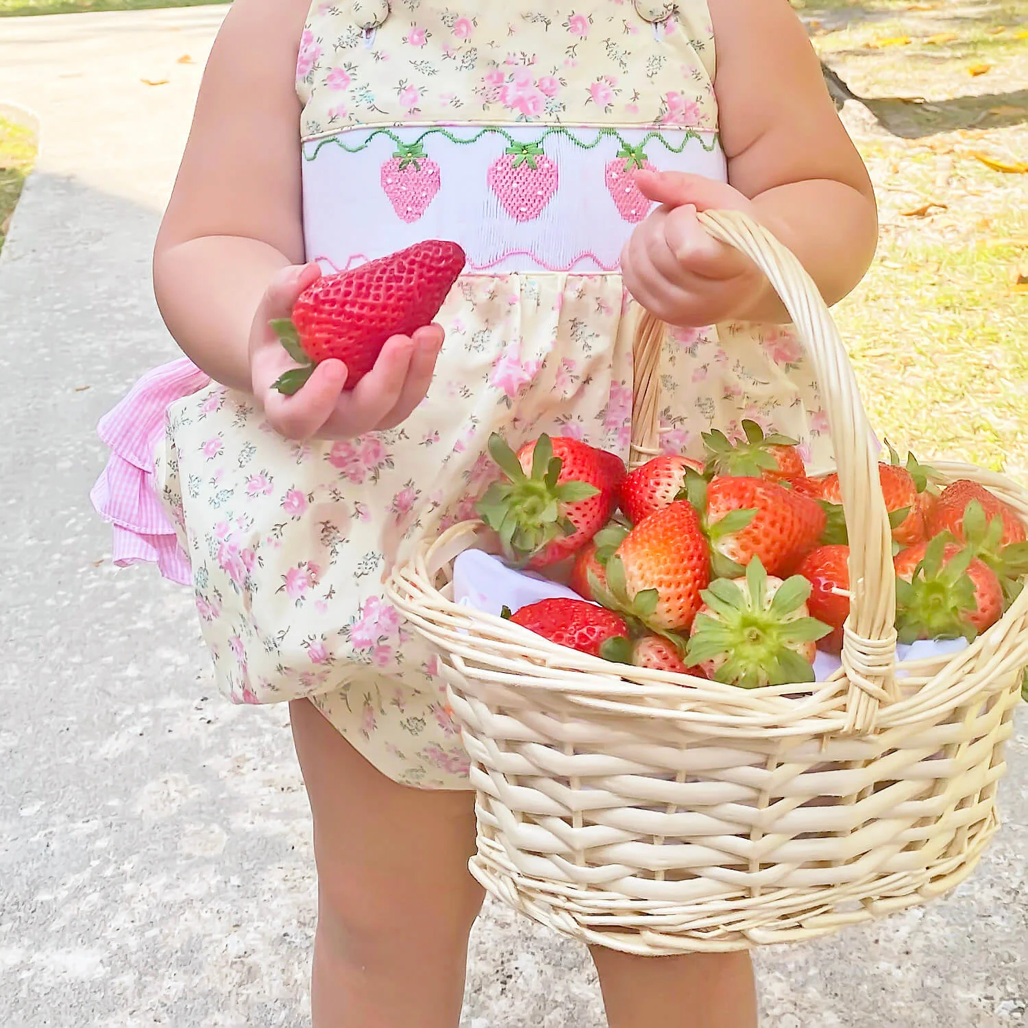Strawberry Floral Smocked Leah Bubble - Image 4