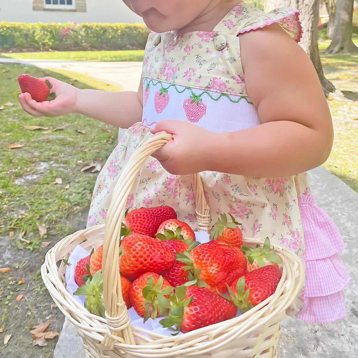 Strawberry Floral Smocked Leah Bubble - Image 6