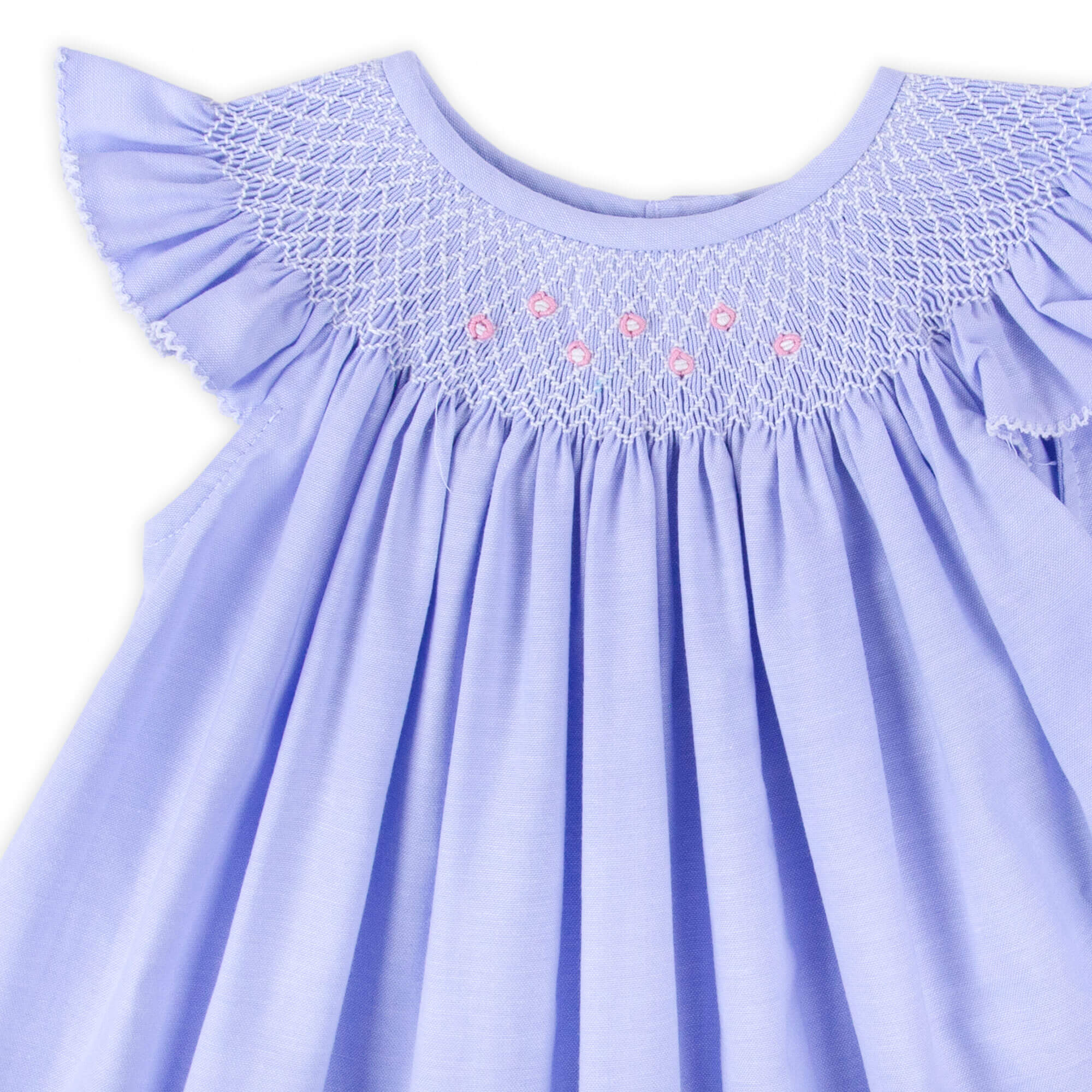 Summer Breeze Geo Smocked Blue Angel Sleeve Dress - Image 2