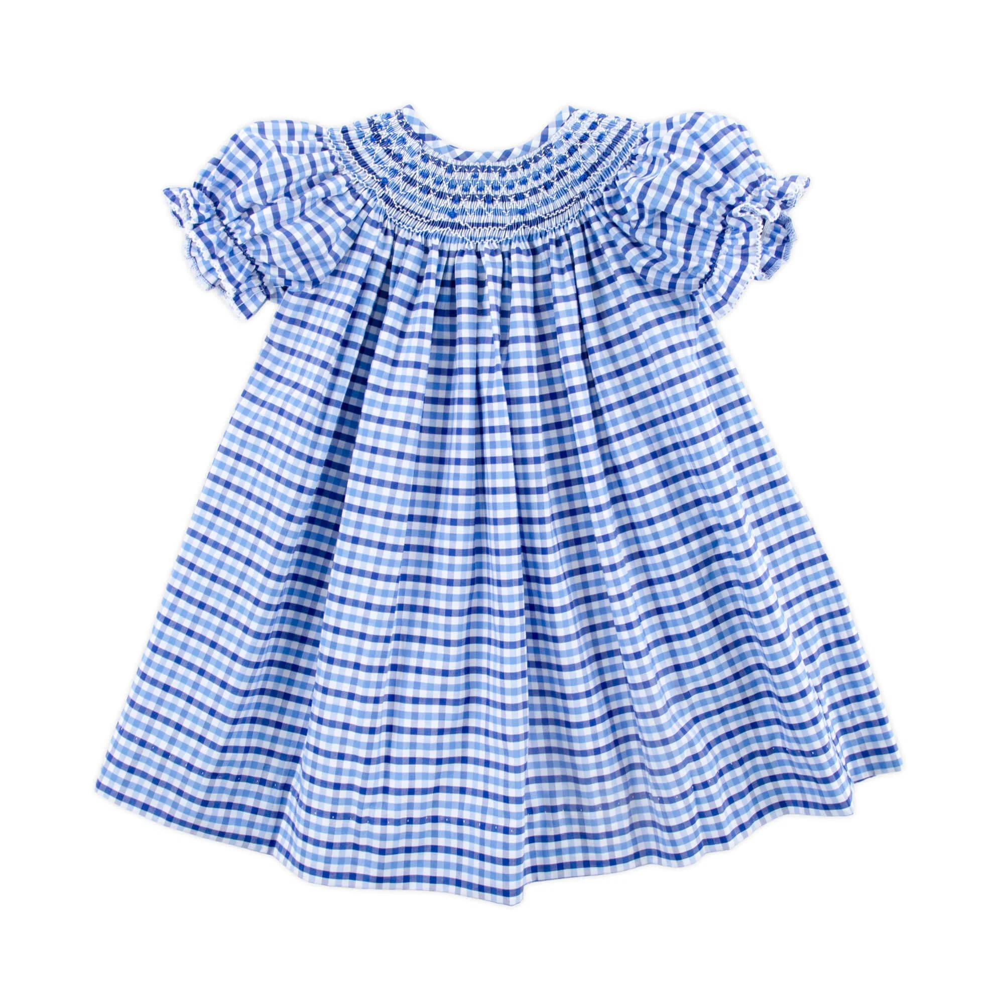 Summer Time Blue Gingham Smocked Bishop Dress - Image 2